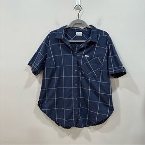 Columbia Navy Blue Plaid Button Down Shirt